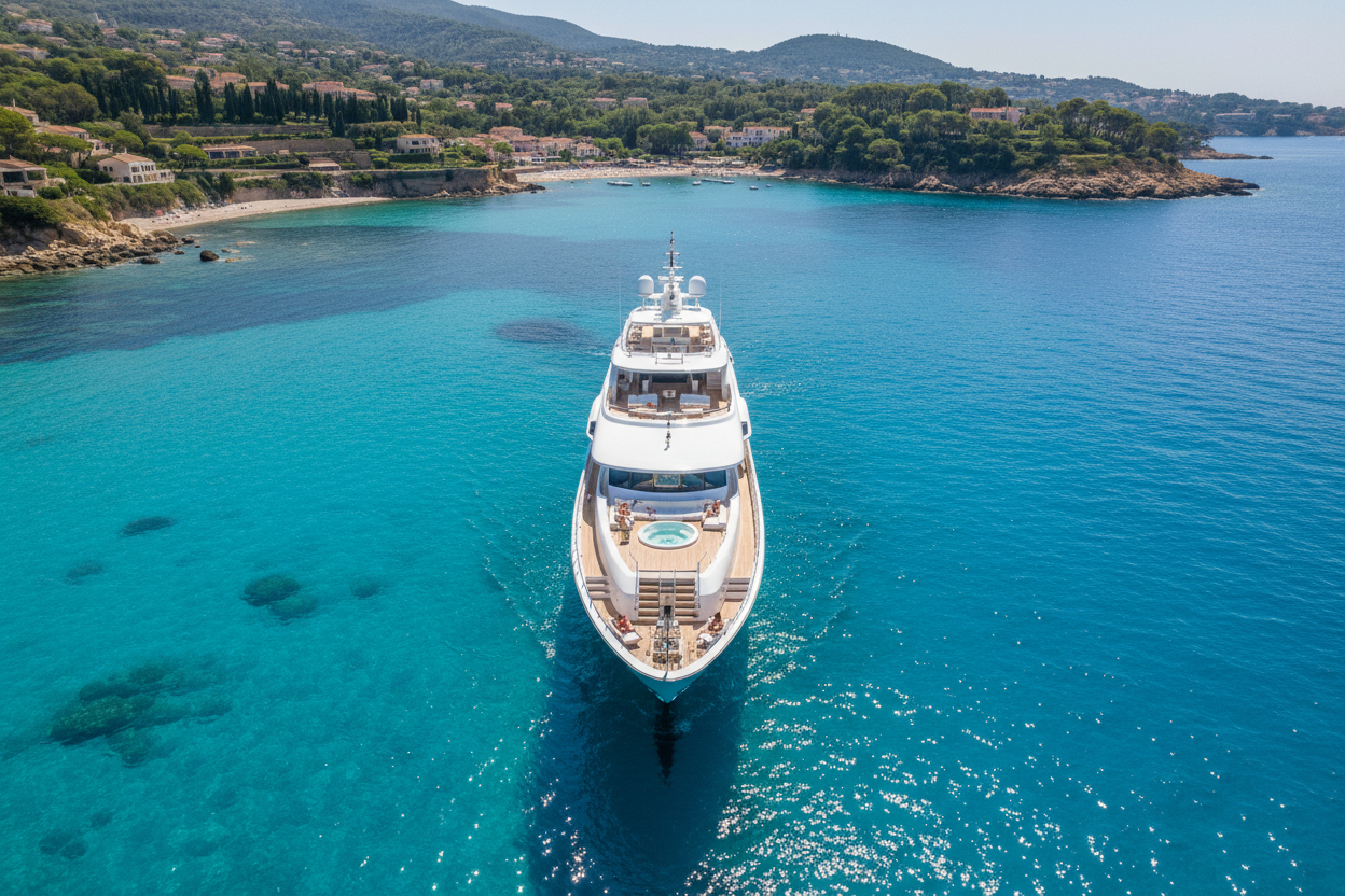 Yacht areal vie from the south of france